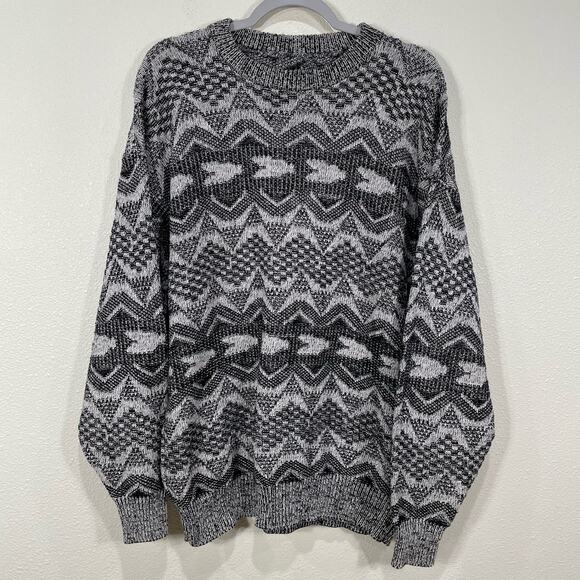 Vintage Other - Vintage 80s 90s Gray Black Pullover Grandpa Sweater Southwestern Indie Retro L